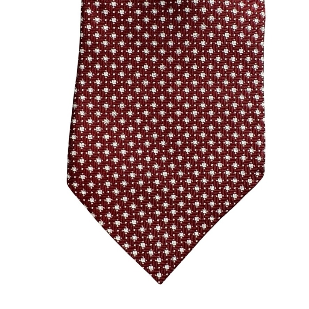 Todays Man Silk Tie Burgundy Red Geometric Diamond Pattern Classic Width Mens